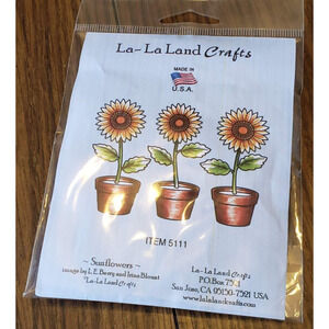La-La Land Cling Mount Rubber Stamps 2.5"X3" Sunflowers, NEW